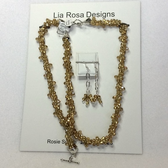 FINAL SALE PRICE Yellow Glass & Swarovski Crystal Jewelry Set - Picture 1 of 5